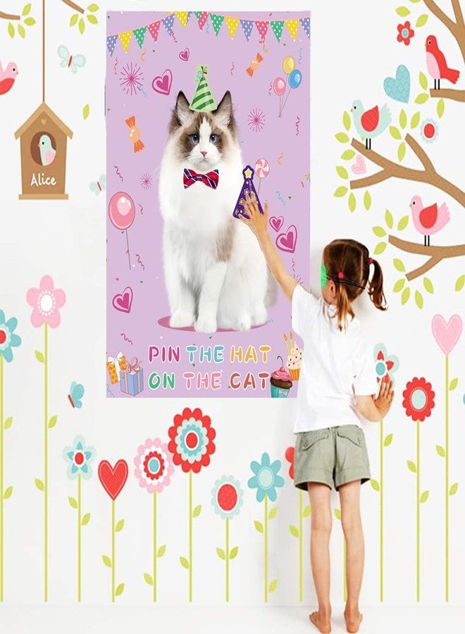 T-Antrix Pin The Hat on The Cat Party Games -Cat Themed Birthday Games for Girls with 21'' x 28'' Poster, Resuable Hats Stickers Carnival Party Supplies Kids Birthday Party Favor Sets - Image 5
